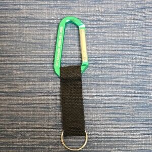 Green Carabiner Keychain with Black Strap